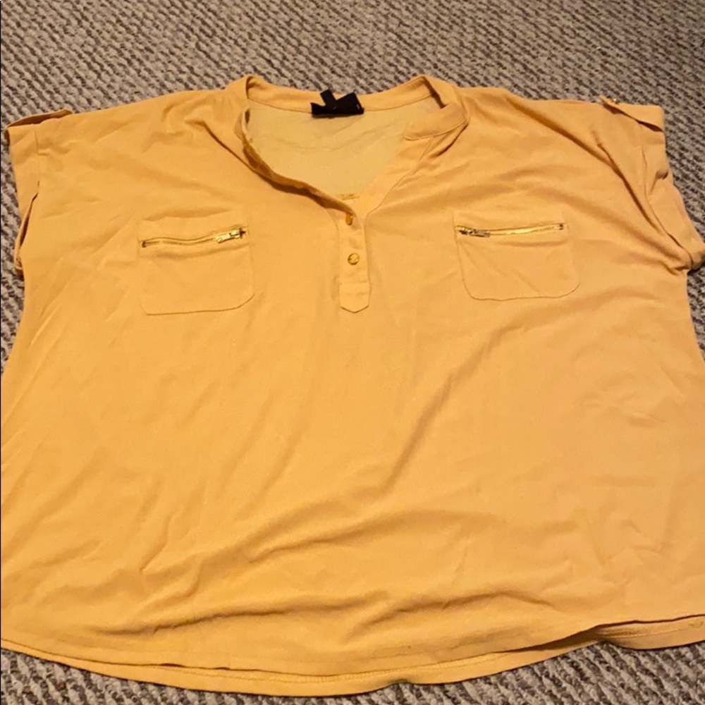 Mustard yellow short sleeve blouse